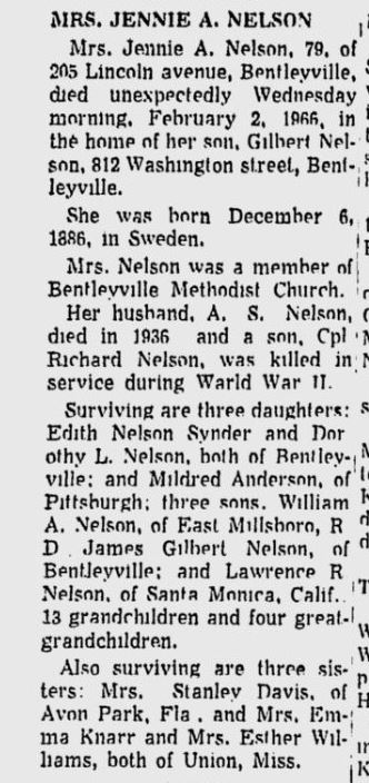 Jennie Nelson obit